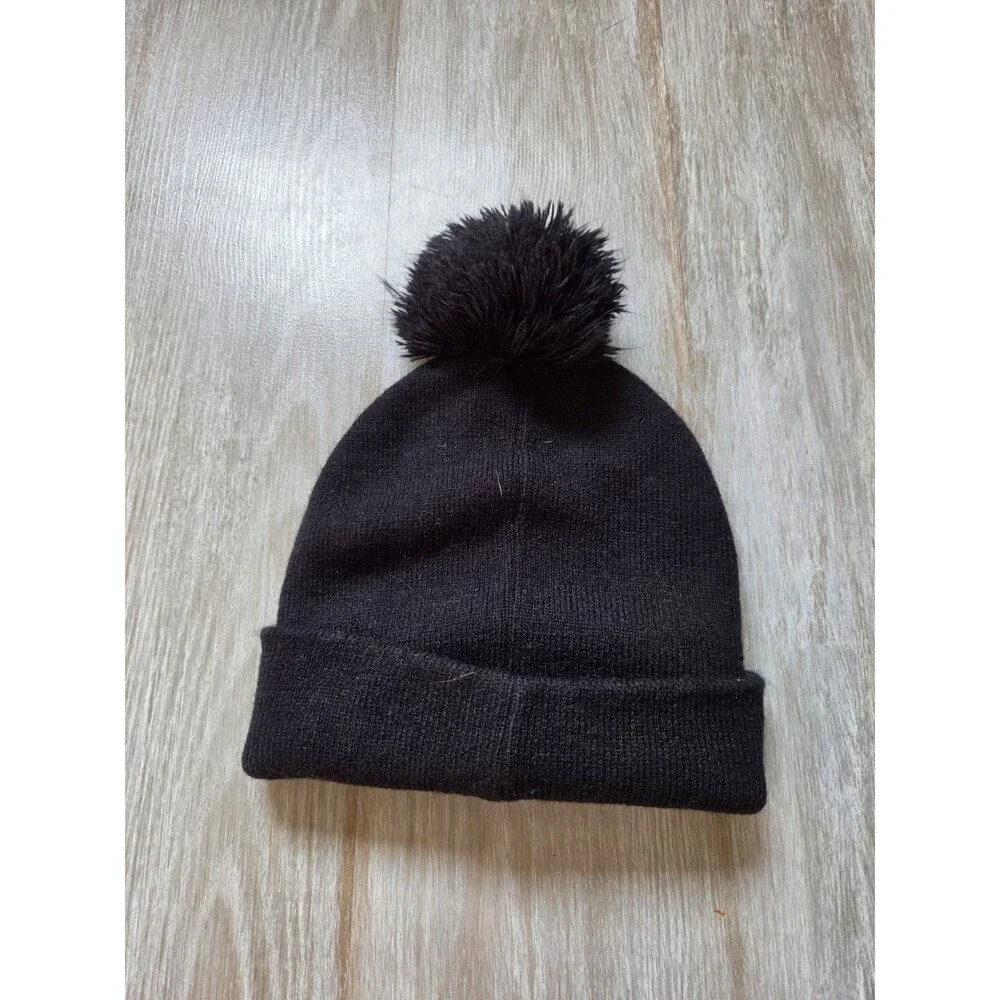 Star Wars Grogu Baby Yoda Black Pom Pom Knit Beanie Hat Toddler 2T-5T EUC